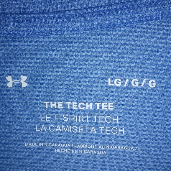 Under Armor L Tech Tee Mens Blue Short Sleeved Athletic Shirt - Picture 2 of 6